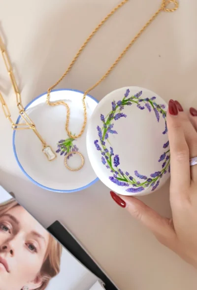 Seramik Takı Kutusu Lavantalı