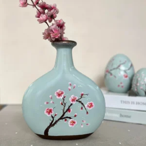 Seramik Sakura Desenli Vazo