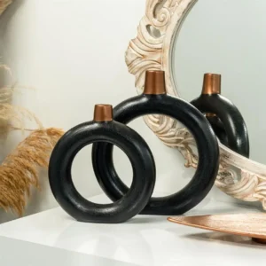 İkili Siyah Ring Vazo