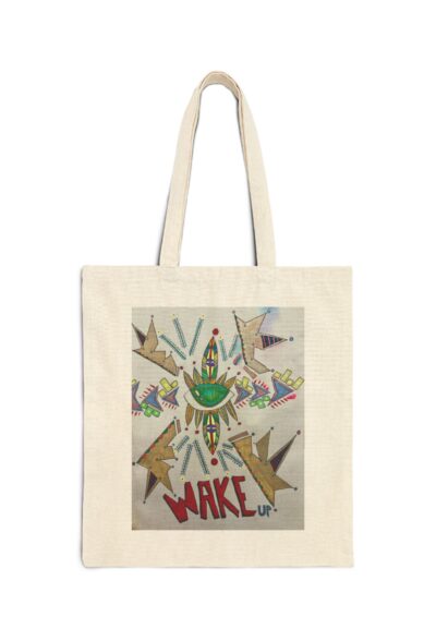 Surreal Wake Up Warning Tote Bag | Abstract Portrait Art on Canvas