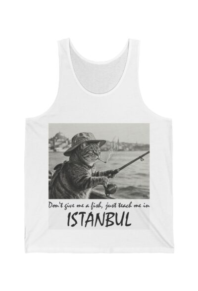"Bana balık verme, tutmayı öğret" | Karakalem tasarım Baskılı Kolsuz T-Shirt