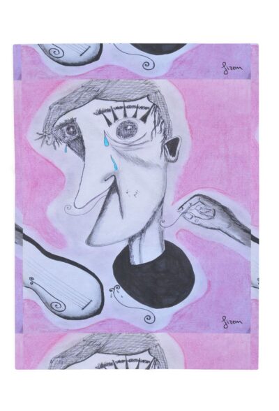 Surreal Teardrops of a Man Illustration Velveteen Plush Blanket | Abstract Face | Illustrated by Gizem Bayramoglu