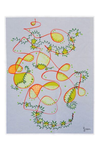 Surreal Leaves of Peace Velveteen Plush Blanket | Abstract Face, Floral Orbs | Illustrated by Gizem Bayramoglu