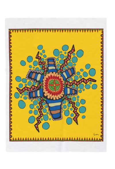 Surreal Retro Vehicle Velveteen Plush Blanket | Abstract Face, Floral Orbs | Illustrated by Gizem Bayramoglu