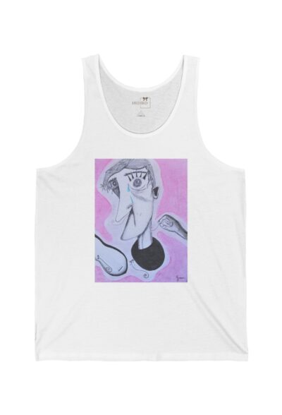 Unisex Tank Top with Surreal Teardrops of a Man Illustration By Gizem Bayramoglu | Summer Comfort | Art Lover's Choice