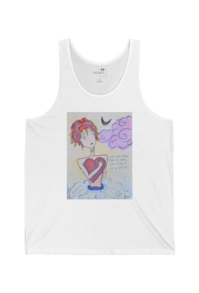 Unisex Tank Top with Surreal Lady with Heart Illustration By Gizem Bayramoglu | Summer Comfort | Art Lover's Choice