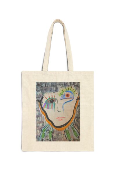 Surreal Sorrowful Man Tote Bag | Abstract Portrait Art on Canvas