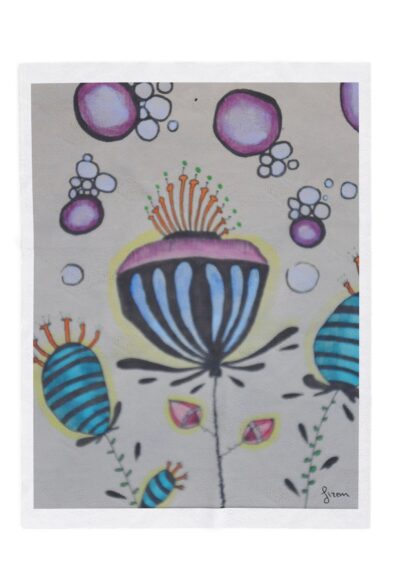 Surreal Retro Natural Plant Velveteen Plush Blanket | Abstract Face, Floral Orbs | Illustrated by Gizem Bayramoglu