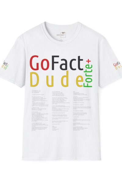 GoFact Dude forte plus T-Shirt | Medicine Wordmark Tee, Colorful Text Design