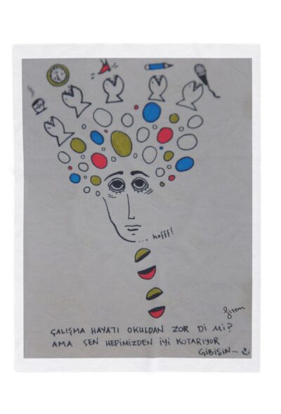 Surreal Retro Hard Working Life Velveteen Plush Blanket | Abstract Face, Floral Orbs | Illustrated by Gizem Bayramoglu