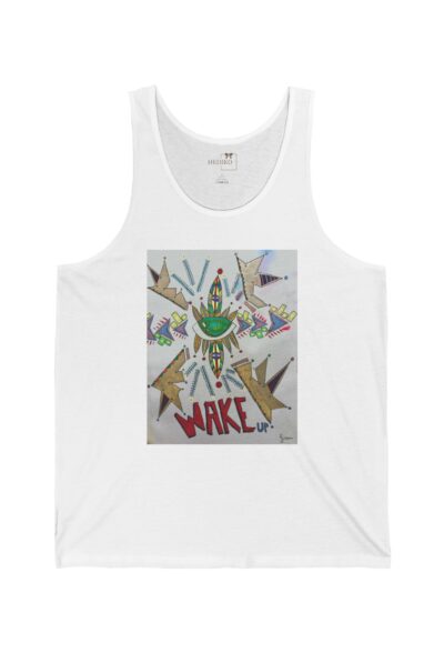 Unisex Tank Top with Wake Up Graffiti by Gizem Bayramoglu | Summer Comfort | Art Lover’s Choice