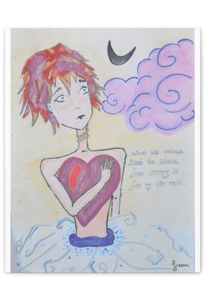 Surreal Lady Heart Illustration by Gizem Bayramoglu | Matte Canvas