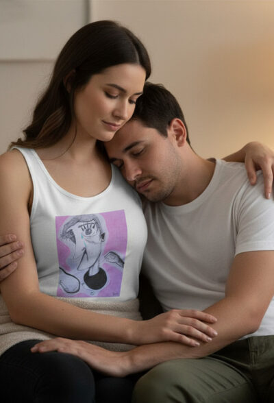 Sürreal Ağlayan Adam İllüstrasyonu baskılı kolsuz T-Shirt | Sanatseverlerin tercihi | Özgün Tasarım