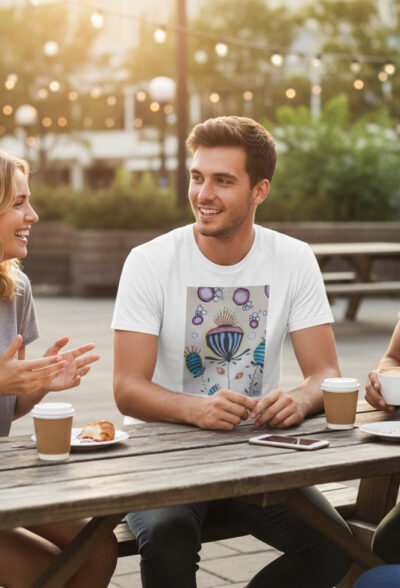 Sürreal Doğal Bitki İllüstrasyon Baskılı T-Shirt | Özgün Tasarım