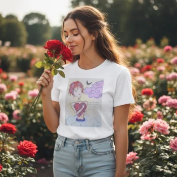 Sürreal Kadın Kalbi İllüstrasyonu Baskılı T-Shirt | Özgün Tasarım