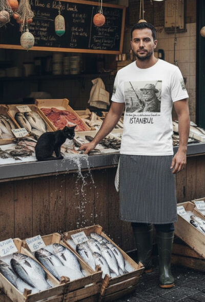 İstanbul'da Öğle Yemeği Keyfi | Karakalem balık tutan kedi | Özgün tasarım