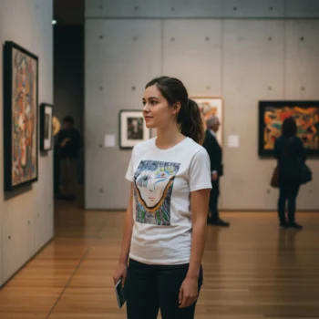 Sürreal Üzgün Adam İllüstrasyon Baskılı T-Shirt | Özgün Tasarım