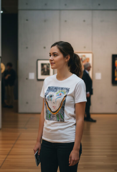 Sürreal Üzgün Adam İllüstrasyon Baskılı T-Shirt | Özgün Tasarım
