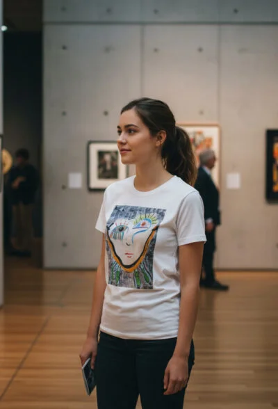 Sürreal Üzgün Adam İllüstrasyon Baskılı T-Shirt | Özgün Tasarım
