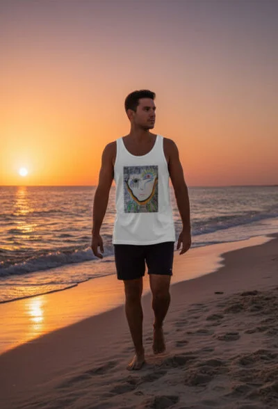 Sürreal Üzgün Adam İllüstrasyonu baskılı kolsuz T-Shirt | Sanatseverlerin tercihi | Özgün Tasarım