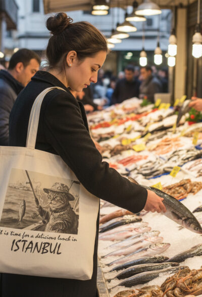 İstanbul'da Öğle Yemeği Baskılı | Catstanbul | Karakalem Çalışma