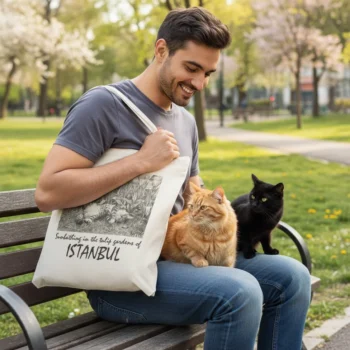 Lale Bahçesinde Güneş Keyfi | Catstanbul | Karakalem Çalışma