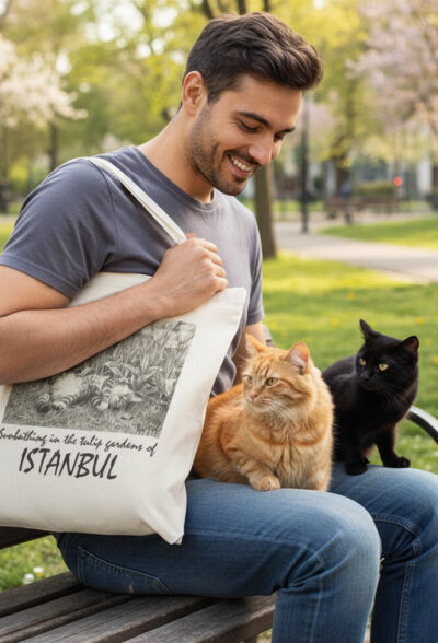 Lale Bahçesinde Güneş Keyfi | Catstanbul | Karakalem Çalışma