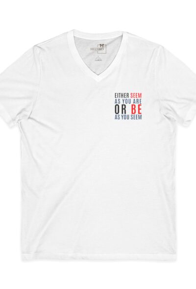 Mevlana sözü baskılı V Yaka kısa kollu t-shirt